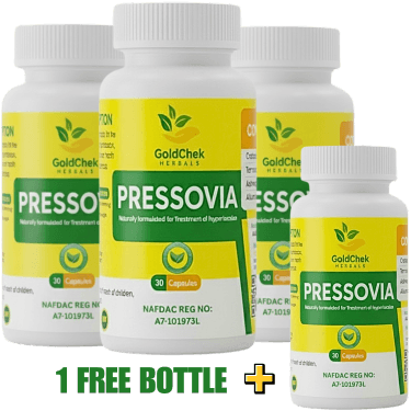 3 botlles of PRESSOVIA Plus 1 Free Pack